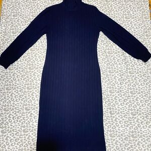 Navy Blue Curve Knit Sweater Dress